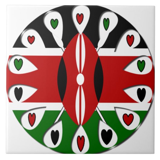 Lovely Hearts Kenya: Flag Art Motif Fliese (Vorderseite)