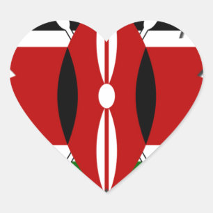 Lovely Hearts Kenya: Flag Art Motif Herz-Aufkleber