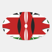 Lovely Hearts Kenya: Flag Art Motif Ovaler Aufkleber (Vorderseite)