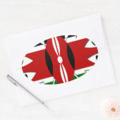Lovely Hearts Kenya: Flag Art Motif Ovaler Aufkleber (Umschlag)