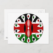 Lovely Hearts Kenya: Flag Art Motif Postkarte (Vorne/Hinten)