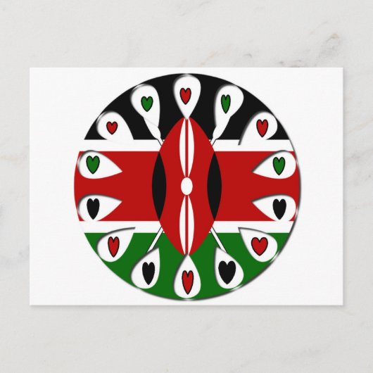 Lovely Hearts Kenya: Flag Art Motif Postkarte (Vorderseite)