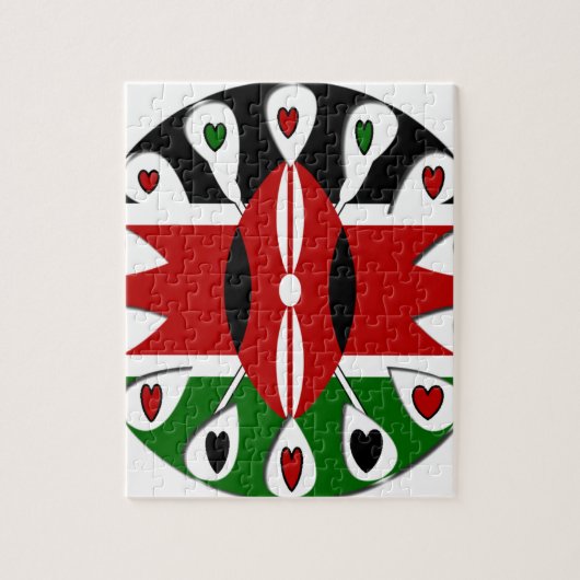 Lovely Hearts Kenya: Flag Art Motif Puzzle (Vertikal)