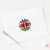 Lovely Hearts Kenya: Flag Art Motif Runder Aufkleber (Umschlag)