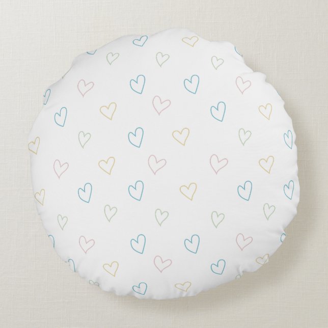 Lovely hearts pattern - Shower Curtain - Large Rundes Kissen (Rückseite)