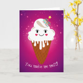 Lovely Ice Cream Cone Valentine's Day Karte (Gelbe Blume)