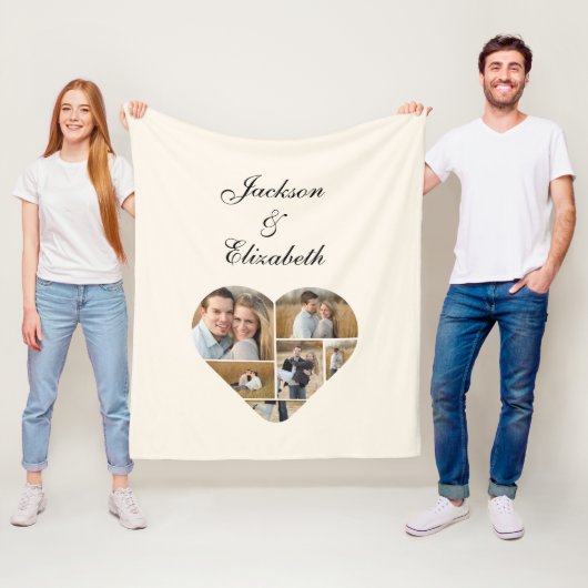 Lovely Ivory Heart Foto Collage Personalisiert Fleecedecke (Beispiel)
