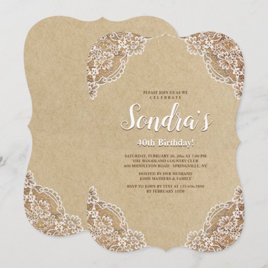 Lovely Lace Einladung (Vorne/Hinten)