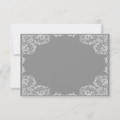 Lovely Lace Frame Gray Wedding RSVP Karte (Rückseite)
