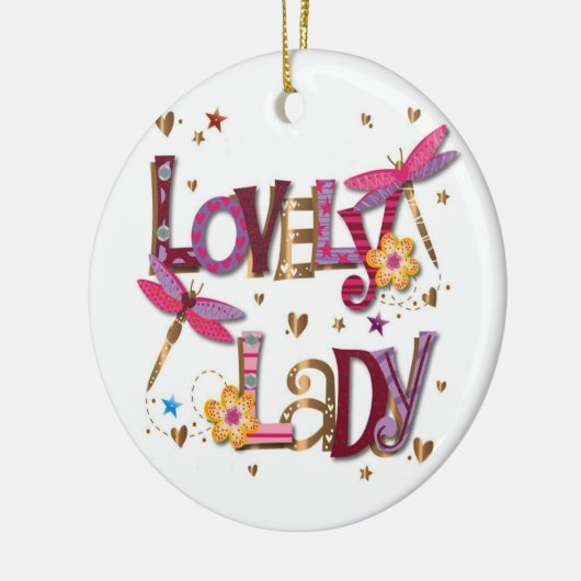 LOVELY LADY/MERRY CHRISTMAS AUF DER ANDEREN SEITE KERAMIK ORNAMENT (Links)