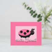 Lovely Ladybug "Hello Friend" Postcard Postkarte (Stehend Vorderseite)