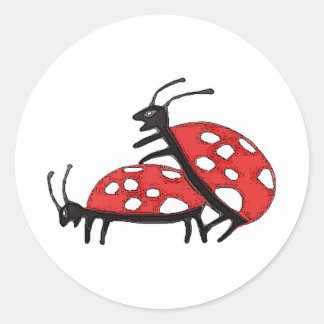Lovely Ladybugs Runder Aufkleber