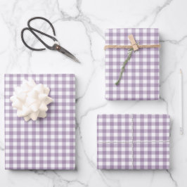 Lovely Lavender Gingham Karo Pattern Geschenkpapier Set