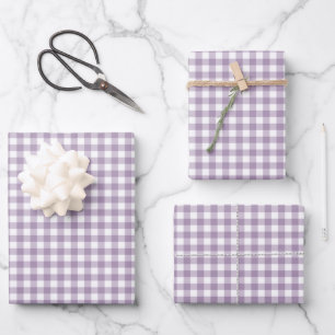 Lovely Lavender Gingham Karo Pattern Geschenkpapier Set