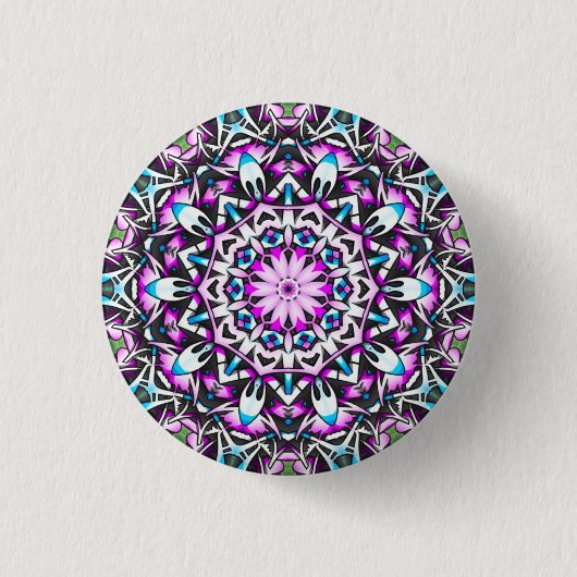 Lovely Lavender Kaleidoscope Mandala Button (Vorderseite)