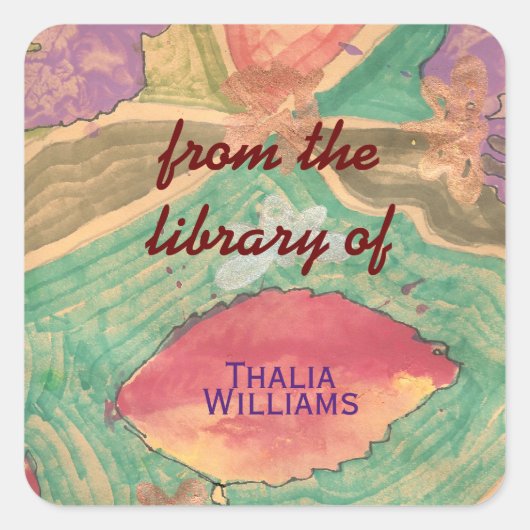 Lovely leaves custom bookplates quadratischer aufkleber (Vorderseite)