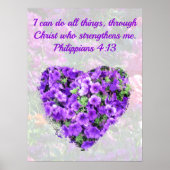 LOVELY LILA FLORAL BIBLE VERSE PHILIPPIANS 4:13 POSTER (Vorne)