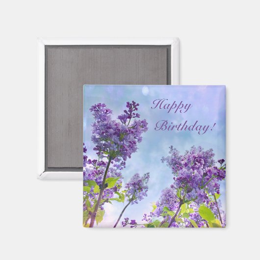 Lovely Lilac Happy Birthday Magnet (Vorderseite/Rückseite)