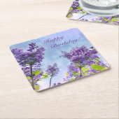 Lovely Lilac Happy Birthday Rechteckiger Pappuntersetzer (angewinkelt)
