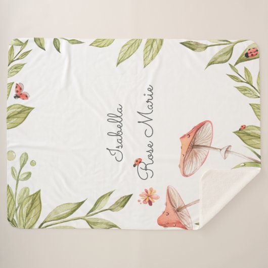 Lovely Little Ladybug | Monogram Sherpa Blanket Sherpadecke (Vorderseite (Horizontal))