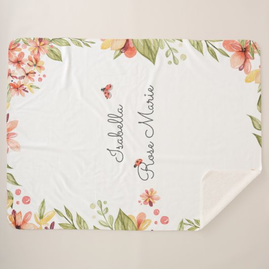 Lovely Little Ladybug | Monogram Sherpa Blanket Sherpadecke (Vorderseite (Horizontal))