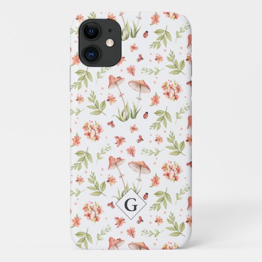 Lovely Little Ladybugs Floral | Monogramm Case-Mate iPhone Hülle (Rückseite)