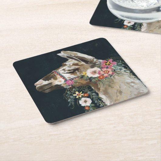 Lovely Llama Rechteckiger Pappuntersetzer (angewinkelt)