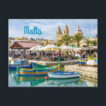Lovely Marsaxlokk Malta Postcard Postkarte<br><div class="desc">Auf dieser Postkarte befindet sich das Dorf Marsaxlokk in Malta. Marsaxlokk ist ein kleines traditionelles Fischerdorf im Südosten Maltas. Foto: Calin Stan,  2020. Genießen Sie Ihre neue Lovely Marsaxlook Malta Postcard!</div>