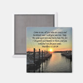 LOVELY MATTHEW 11:28 SONNENSTRECKE ÜBER DEM SEE-FO MAGNET (Vorderseite/Rückseite)