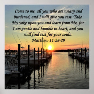 LOVELY MATTHEW 11:28 SONNENSTRECKE ÜBER DEM SEE-FO POSTER