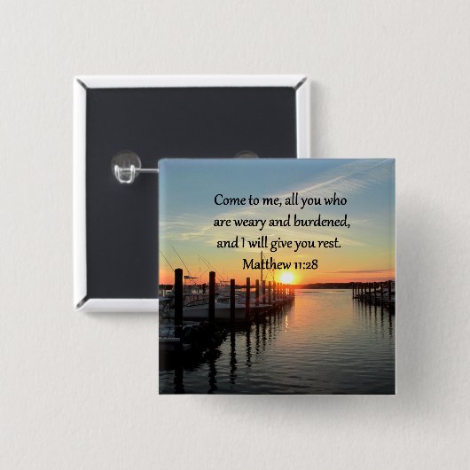 LOVELY MATTHEW 11:28 SUNSET SCRIPTURE BUTTON (Vorne & Hinten)
