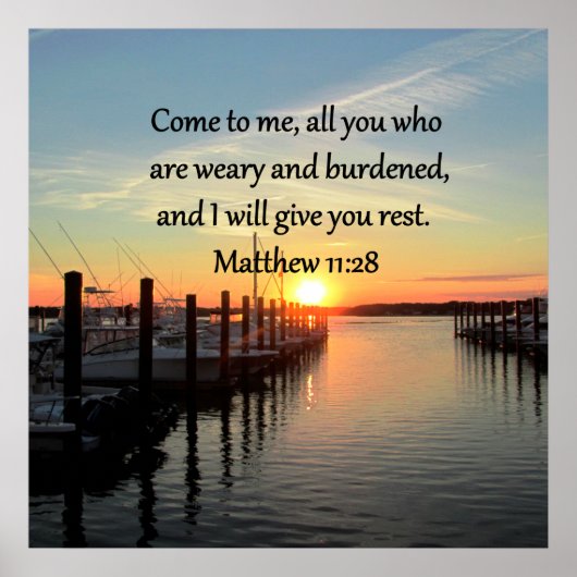 LOVELY MATTHEW 11:28 SUNSET SCRIPTURE POSTER (Vorne)