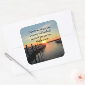 LOVELY MATTHEW 11:28 SUNSET SCRIPTURE QUADRATISCHER AUFKLEBER (Umschlag)