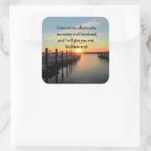 LOVELY MATTHEW 11:28 SUNSET SCRIPTURE QUADRATISCHER AUFKLEBER (Tasche)