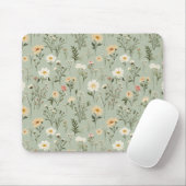 Lovely Meadow Flowers on Green Mousepad (Mit Mouse)