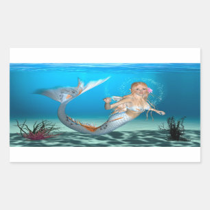 Lovely Mermaid Rechteckiger Aufkleber