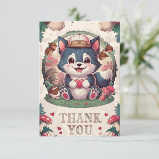 Lovely Mystical Wolf Dankeskarte (Stehend Vorderseite)