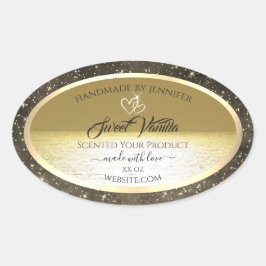 Lovely Ocean Gold and Beige Colored Product Labels Ovaler Aufkleber