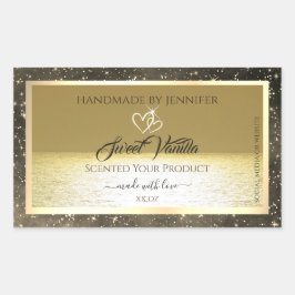 Lovely Ocean Gold and Beige Colored Product Labels Rechteckiger Aufkleber