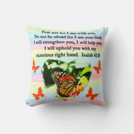 LOVELY ORANGE BUTTERFLY ISAIAH 41:10 DESIGN KISSEN