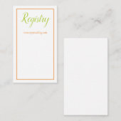 Lovely Orange Green and White Wedding Registry Begleitkarte (Vorne/Hinten)