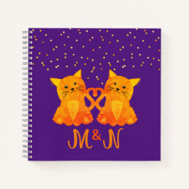 Lovely Orange Kittens Playful Initials Monogram Notizblock