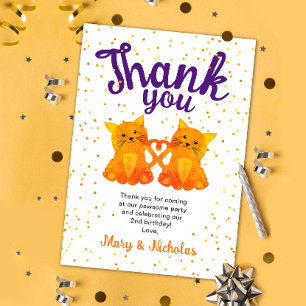 Lovely Orange Twin Kitten Confetti Party Vielen Da Dankeskarte