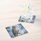 Lovely Owl Rechteckiger Pappuntersetzer (Vor Ort)