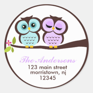 Lovely Owls Address Labels Runder Aufkleber