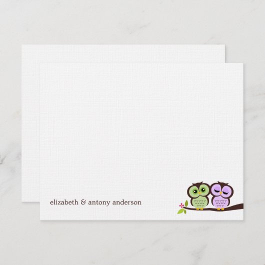 Lovely Owls Custom Flat Dankeschön Hinweise Einladung (Vorne/Hinten)