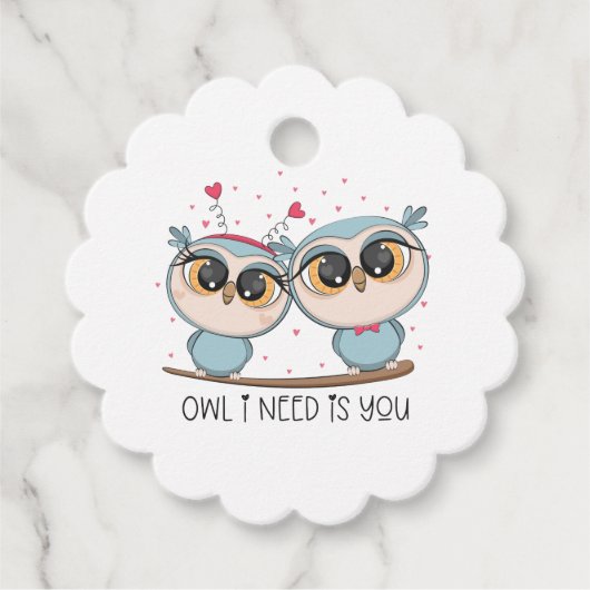Lovely Owls in Liebe Geschenkanhänger (Vorderseite)