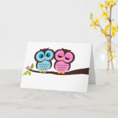 Lovely Owls Karte (Gelbe Blume)