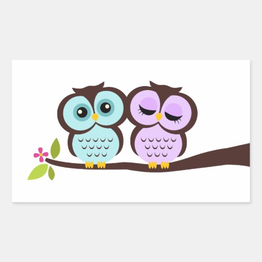 Lovely Owls Rechteckiger Aufkleber (Vorderseite)