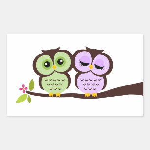 Lovely Owls Rechteckiger Aufkleber